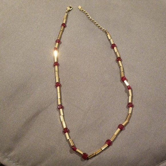 Red and Gold Bead Necklace - Picture 1 of 4